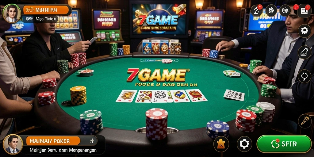 Tampilan menarik dari gameplay Poker di 7GAME.