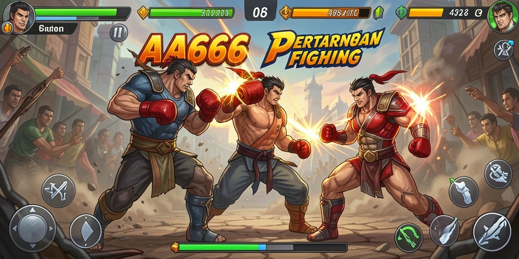 Tampilan aksi seru dari gameplay AA666 dalam pertarungan Fighting.