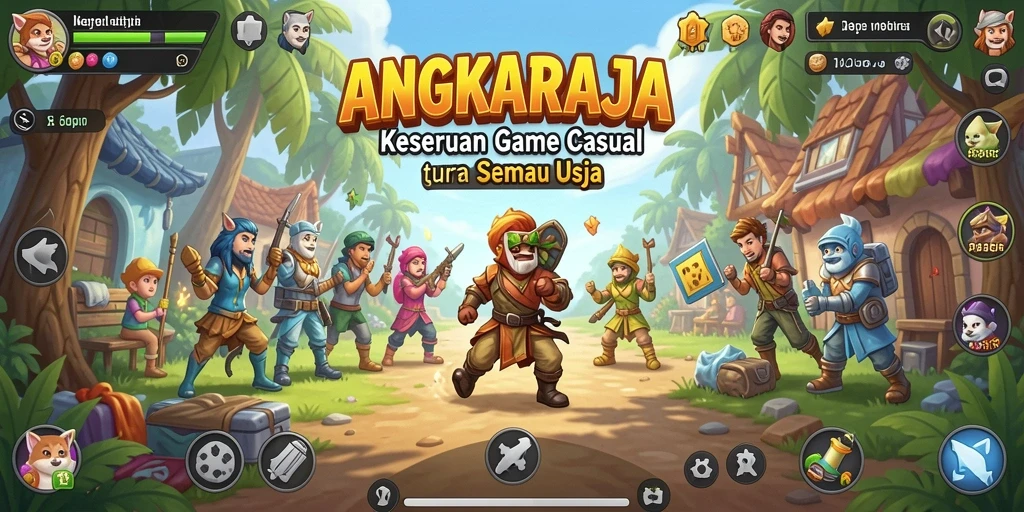 Tampilan gameplay ANGKARAJA yang penuh warna dan menarik.