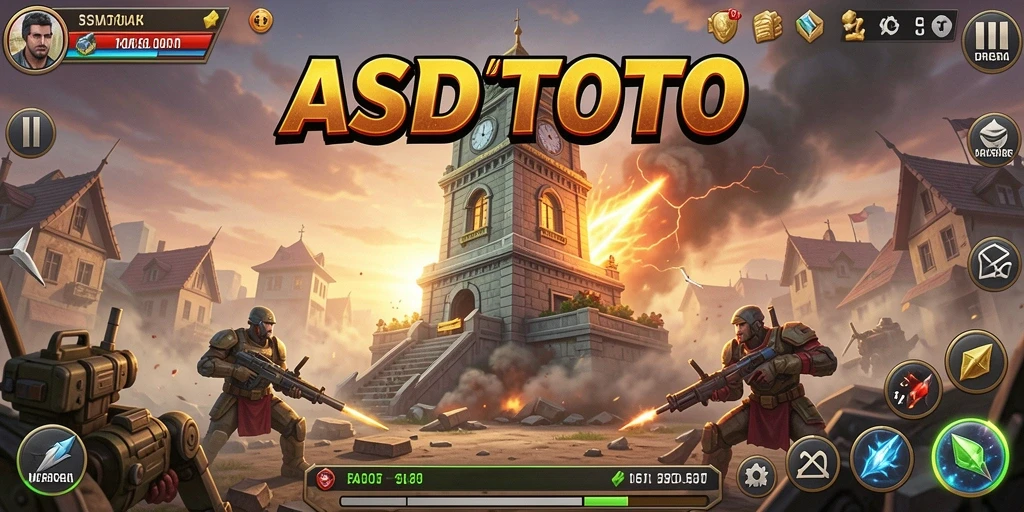 Tampilan gameplay ASDTOTO menampilkan menara yang berfungsi melawan gelombang musuh.