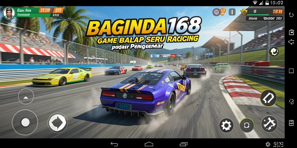 Tangkapan layar dari gameplay BAGINDA168 yang menegangkan di lintasan balap.