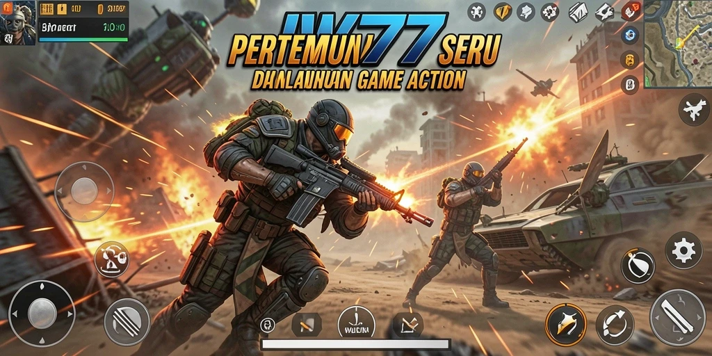 Tampilan aksi mendebarkan dalam gameplay IW777 yang seru.