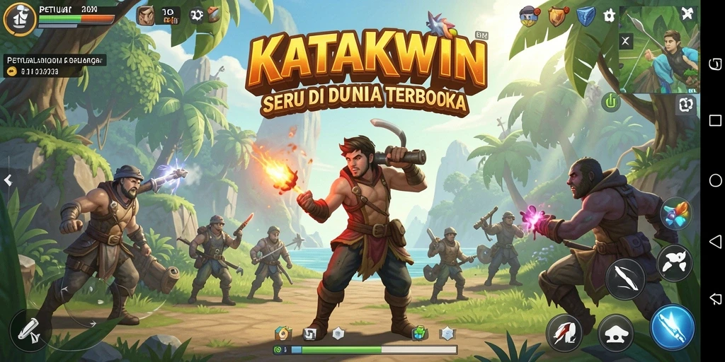 Gameplay <strong>KATAKWIN</strong> yang menampilkan eksplorasi dunia terbuka yang luas.