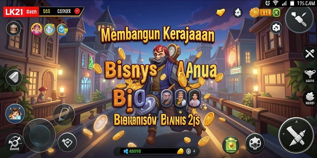 Tampilan screenshot permainan LK21 menunjukkan berbagai jenis bisnis yang dapat dibangun.