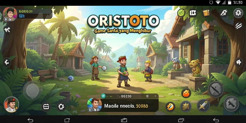 Tampilan gameplay ORISTOTO yang santai dan penuh warna.
