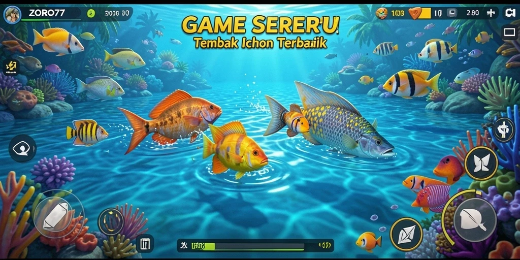 Gameplay seru dengan berbagai jenis ikan untuk ditembak.
